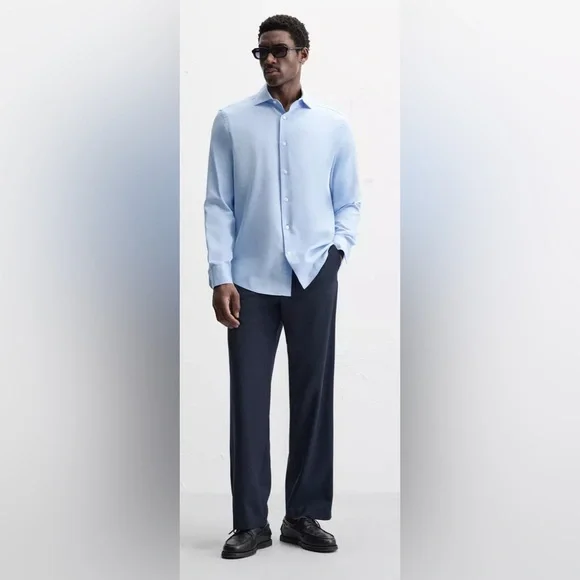 Zara Sky Blue Men's Dress Shirt - Picture 5 of 10